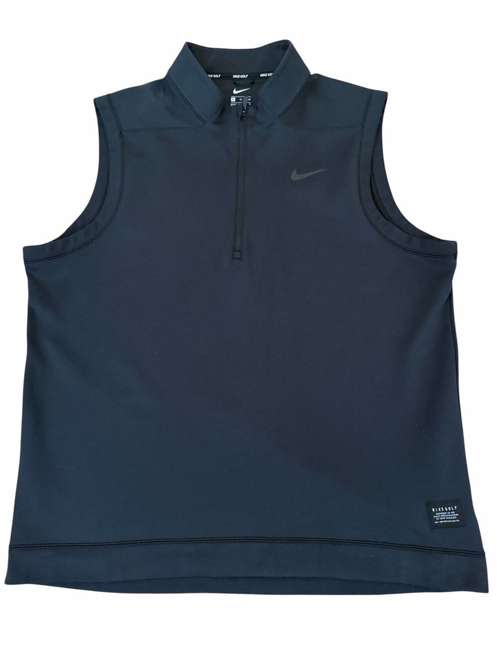 Nike Golf Men Black Quarter Zip Sleeveless Mock Collar Vest Size XL